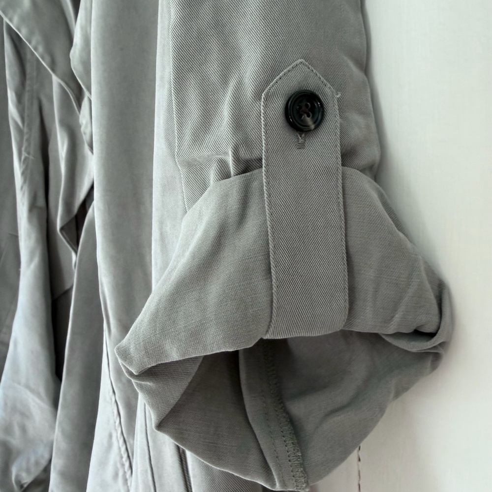 Women's Olive Green Ruffle-Front Jacket - Picture 4 of 5